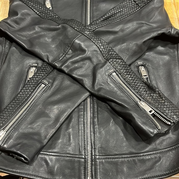 Diesel RAMBO black band collar leather Jacket- men, size: large - Picture 13 of 15